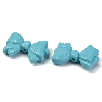 Baking Paint Opaque Acrylic Beads, Bowknot, Blue, 21x29x8mm, Hole: 2mm