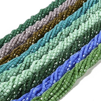 Opaque Glass Beads Strands, Faceted Barrel, Mixed Color, 5~6x4mm, Hole: 1mm, about 78~81pcs/strand, 15.94''~18.82''(40.5~47.8cm)