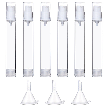 6Pcs Plastic Sample Perfume Spray Bottles, Travel Fine Mist Atomizer, Refillable Bottle, with 3Pcs Funnel Hopper, Clear, 3.7~12.9x0.6~1.85cm