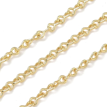 Brass Twist Link Chains, Long-Lasting Plated, Rack Plating, Lead Free & Cadmium Free, Soldered, with Spool, Real 18K Gold Plated, 5x2.5x2.5mm