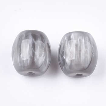 Resin Beads, Imitation Gemstone, Oval, Light Grey, 17~17.5x16mm, Hole: 3mm