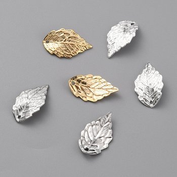 Brass Pendants, Leaf, Mixed Color, 17.5x10x2.5mm, Hole: 1mm