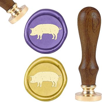 DIY Scrapbook, Brass Wax Seal Stamp and Wood Handle Sets, Flower Pattern, 90mm, Stamps: 25x14.5mm