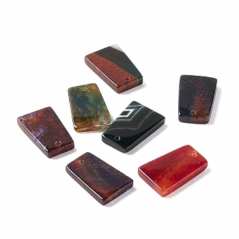 Natural Crackle Agate Pendants, Dyed & Heated, Trapezoid, 30.5~39x19.5~27x3.5~5mm, Hole: 1.8~2mm