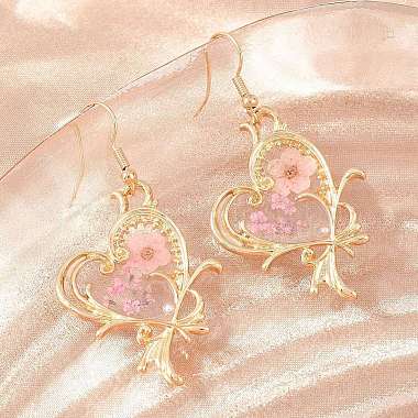 Alloy & Dried Flower Dangle Earrings(AL-Z001-01G-01)-3