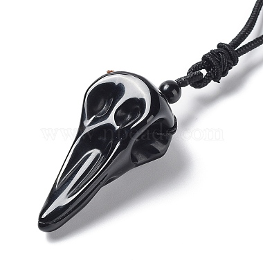Natural Mixed Stone Plague Doctor Pendant Necklace with Nylon Rope(NJEW-H009-01)-5