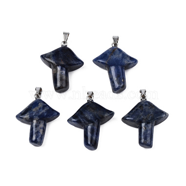 Stainless Steel Color Mushroom Sodalite Pendants