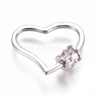 Platinum Clear Heart Brass Locking Carabiner