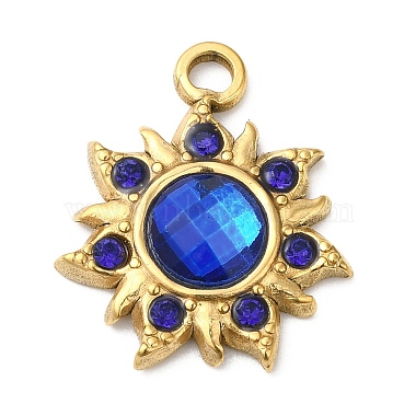 Real 18K Gold Plated Blue Sun Stainless Steel+Glass Pendants