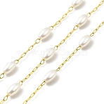 Ion Plating(IP) 316 Surgical Stainless Steel Paperclip Chains, Plastic Oval Charm Chains, Soldered, with Spool, Real 18K Gold Plated, Link: 2.5x1.5x0.3mm, Oval: 6x3.5mm(CHS-I019-11G-01)