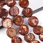 Dyed Natural Fire Crackle Agate Beads Strands, Flat Round, 19~21x5~7mm, Hole: 1.2~1.6mm, about 20pcs/strand, 15.55~15.94''(39.5~40.5cm)(G-T144-57A-01)