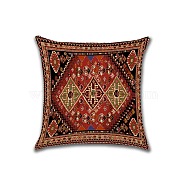 Square Cotton Linen Pillow Covers, Persian Style Pattern Cushion Cover, for Couch Sofa Bed, Square, without Pillow Filling, Dark Red, 450x450mm(PW22111461472)