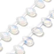 Opalite Beads Strands, Faceted, Teardrop, Top Drilled, 12x8x3.5mm, Hole: 0.9mm, about 22~25pcs/strand, 13.78''(35cm)(G-Q167-A01-01)