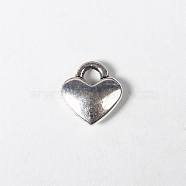 Tibetan Style Pendants, Lead Free and Cadmium Free, Antique Silver, Heart, about 8mm long, 7mm wide, 2.5mm thick, hole: 2mm(LFH260Y)