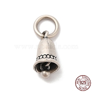 925 Sterling Silver Charms, Bell, with Jump Rings, Antique Silver, 11x6.5mm, Hole: 3mm(STER-G033-04AS)