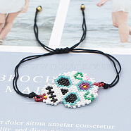 Miyuki Seed Braided Bead Bracelet, Skull Friendship Bracelet for Women, Colorful, 11 inch(28cm)(BJEW-A121-36)