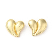 Rack Plating Brass Stud Earrings, Heart, Real 18K Gold Plated, 24.5x28mm(EJEW-Q786-02G)