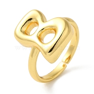 Initials Brass Open Cuff Ring for Women, Letter B, 16.5x12.5mm, Adjustable(RJEW-N046-02B-G)