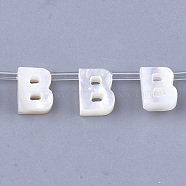 Natural Sea Shell Beads, White Shell Mother of Pearl Shell, Top Drilled Beads, Letter.B, 10x2.5~11.5x3mm, Hole: 0.8mm(SHEL-T012-60B)
