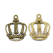 Antique Bronze Crown Pendants Tibetan Style Pendant, Lead Free and Cadmium Free, 34x28x4mm, Hole: 3.1mm(X-K092U071)
