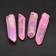 Dyed Nuggets Natural Electroplated Crystal Pendants, AB Color, Pink, 25~75x6~16mm, Hole: 1mm(G-A144-10D)