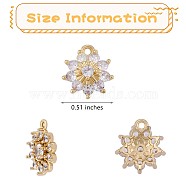 6 Pieces Flower Clear Cubic Zirconia Charm Pendant Brass Flower Charm Long-Lasting Plated Pendant for Jewelry Necklace Bracelet Earring Making Crafts, Golden, 12.2mm, Hole: 1.5mm(JX405A)