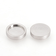201 Stainless Steel Plain Edge Bezel Cups, Cabochon Settings, Flat Round, Stainless Steel Color, Tray: 8mm, 10x2mm(STAS-Q210-50)