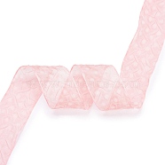20 Yards Polyester Mesh Ribbon, Pleated Polka Dot Ribbon for Wedding, Gift, Party Decoration, Pink, 1-5/8 inch(42mm), about 20.00 Yards(18.29m)/Roll(SRIB-P021-E02)