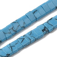Synthetic Turquoise Beads Strands, 2-Hole, Rectangle, Light Sky Blue, 2.5~3x5x2.5mm, Hole: 0.8mm, about 138~140pcs/strand, 15.28''~15.31''(38.8~38.9cm)(G-Z045-A23-01)