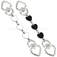 2Pcs 2 Colors Alloy Enamel Purse Strap Extenders, Heart, Platinum, 165~168mm, 1pc/color(FIND-BBC0002-47P)