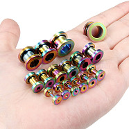 304 Stainless Steel Ear Plugs Gauges, Screw Tunnel Ear Expander for Men and Women, Rainbow Color, 10mm(WG10FF3-58)