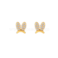 Cute Bunny Ear Studs with Rhinestones, Stainless Steel Earrings.(TB9087-1)