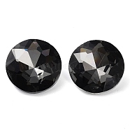 Glass Rhinestone Cabochons, Pointed Back & Back Plated, Faceted, Diamond, Jet, 20x8mm(GLAA-D016-03A)