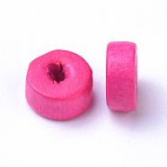 Wood Beads, Dyed, Column, Pink, 5.5~6.5x2.5mm, Hole: 1.5~2mm, about 14080pcs/880g(WOOD-WH0021-20B)