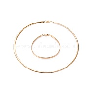 304 Stainless Steel Choker Necklaces and Bangles Jewelry Sets, with Lobster Claw Clasps, Golden, 8-1/8 inch(20.5cm), 17.7 inch(45cm), 4mm(SJEW-L144-A02-G)