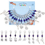 Knitting Theme Alloy Pendant Decorations, Lobster Clasp Charms, Clip-on Charms, for Keychain, Purse, Backpack Ornament, Stitch Marker, Antique Silver, 47~63mm, 5 style, 3pcs/style, 15pcs/set(HJEW-PH01541)