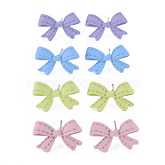 Bowknot Stud Earrings for Girl Women, Cadmium Free & Lead Free, Mixed Color, 12x18mm, Pin: 0.7mm(PALLOY-T077-154-RS)