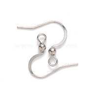 304 Stainless Steel French Earring Hooks, Flat Earring Hooks, Ear Wire, with Horizontal Loop, Stainless Steel Color, 15~17x18mm, Hole: 2mm, 21 Gauge, Pin: 0.7mm(STAS-S111-004)