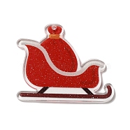 Printed Christmas Theme Acrylic Pendants, Vehicle, 40x47x2mm, Hole: 1.6mm(OACR-L018-09C)