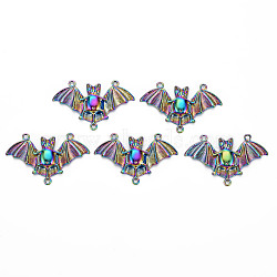 Rainbow Color Alloy Chandelier Components Link Rhinestone Settings, Cadmium Free & Nickel Free & Lead Free, Bat, Fit For 0.9mm Rhinestone, 30x47.5x5mm, Hole: 1.8~2mm(PALLOY-S180-294-NR)