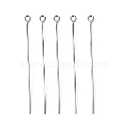 304 Stainless Steel Eye Pin, Stainless Steel Color, 50mm, Hole: 2mm, Pin: 0.7mm(X-STAS-R045-50mm)