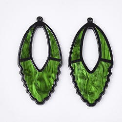 Cellulose Acetate(Resin) Big Pendants, Leaf, Green, 69x33.5x3.5mm, Hole: 1.8mm(X-KY-S158-47A)
