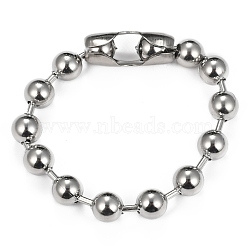 304 Stainless Steel Ball Chain Bracelets, Tag Chain, Stainless Steel Color, 8-1/2 inch(21.5cm), 10mm(BJEW-G618-03P)
