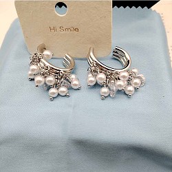 Niche design, light luxury, fashionable and fairy like, fresh and sweet earrings, tagram style, beautiful Japanese fashion, age reducing earrings, Silver(OZ9821-2)