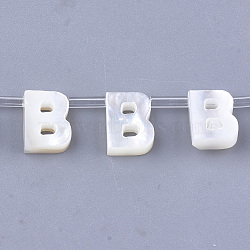 Natural Sea Shell Beads, White Shell Mother of Pearl Shell, Top Drilled Beads, Letter.B, 10x2.5~11.5x3mm, Hole: 0.8mm(SHEL-T012-60B)