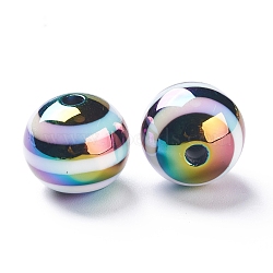 Stripe Resin Beads, AB Color, Rondelle, Black, 15.5~16x13.5~14.5mm, Hole: 2.5~3.5mm(RESI-B014-01B-05)