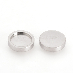 Tarnish Resistant 201 Stainless Steel Plain Edge Bezel Cups, Cabochon Settings, Flat Round, Stainless Steel Color, Tray: 8mm, 10x2mm(STAS-Q210-50)