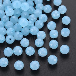 Transparent Acrylic Beads, Dyed, Faceted, Round, Light Sky Blue, 8x7.5mm, Hole: 1.6mm, about 1810pcs/500g(TACR-S154-62E-08)