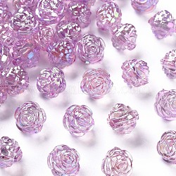 Transparent Acrylic Beads, AB Color, Flower, Violet, 11.5x11.5mm, Hole: 1.8mm, about 780pcs/500g(TACR-S154-33C-935)