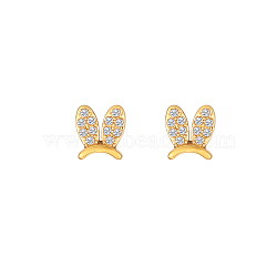 Cute Bunny Ear Studs with Rhinestones, Stainless Steel Earrings.(TB9087-1)